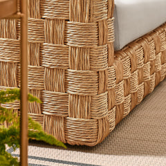 Thames Natural Light Gray Outdoor Patio Wicker Outdoor Patio Rattan Loveseat - Ornate Home