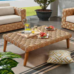 Thames Natural Outdoor Patio Wicker Outdoor Patio Rattan Coffee Table - Ornate Home