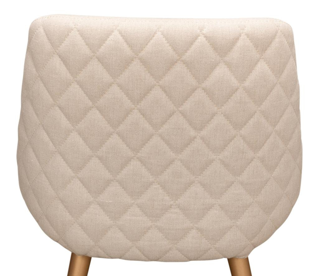 Thao White Linen Gold Legs Chair - Ornate Home