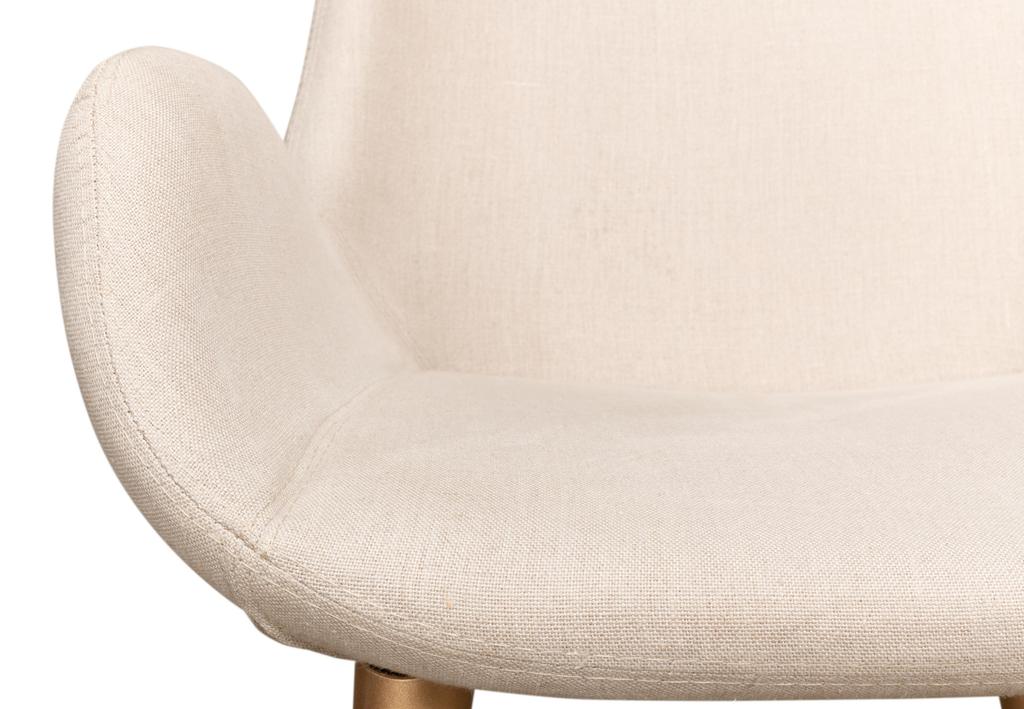 Thao White Linen Gold Legs Chair - Ornate Home