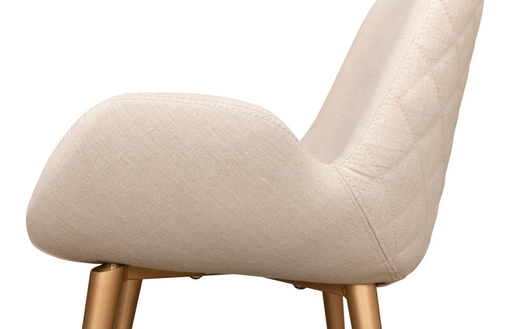 Thao White Linen Gold Legs Chair - Ornate Home