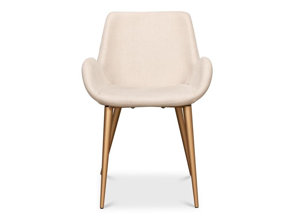 Thao White Linen Gold Legs Chair - Ornate Home