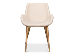 Thao White Linen Gold Legs Chair - Ornate Home
