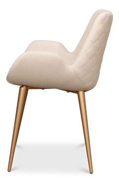 Thao White Linen Gold Legs Chair - Ornate Home