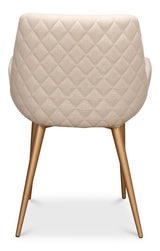 Thao White Linen Gold Legs Chair - Ornate Home