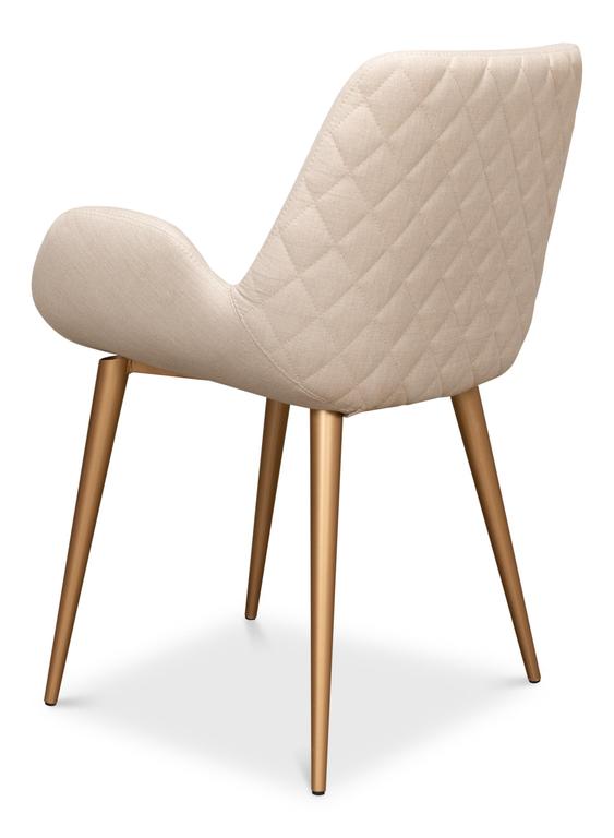 Thao White Linen Gold Legs Chair - Ornate Home