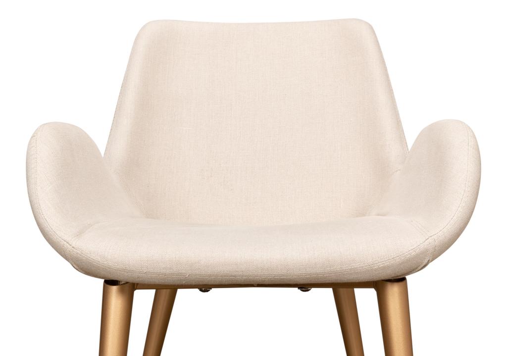 Thao White Linen Gold Legs Chair - Ornate Home