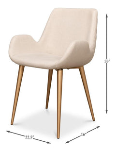 Thao White Linen Gold Legs Chair - Ornate Home