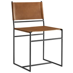 Thatcher Tan Leather and Metal Dining Chair - Ornate Home