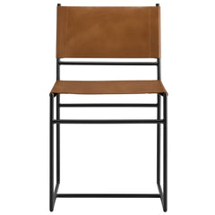 Thatcher Tan Leather and Metal Dining Chair - Ornate Home