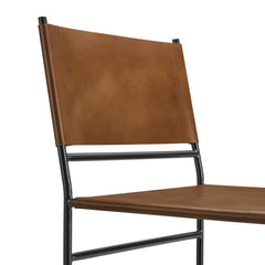 Thatcher Tan Leather and Metal Dining Chair - Ornate Home