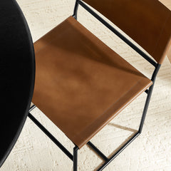 Thatcher Tan Leather and Metal Dining Chair - Ornate Home