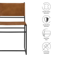Thatcher Tan Leather and Metal Dining Chair - Ornate Home