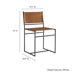 Thatcher Tan Leather and Metal Dining Chair - Ornate Home