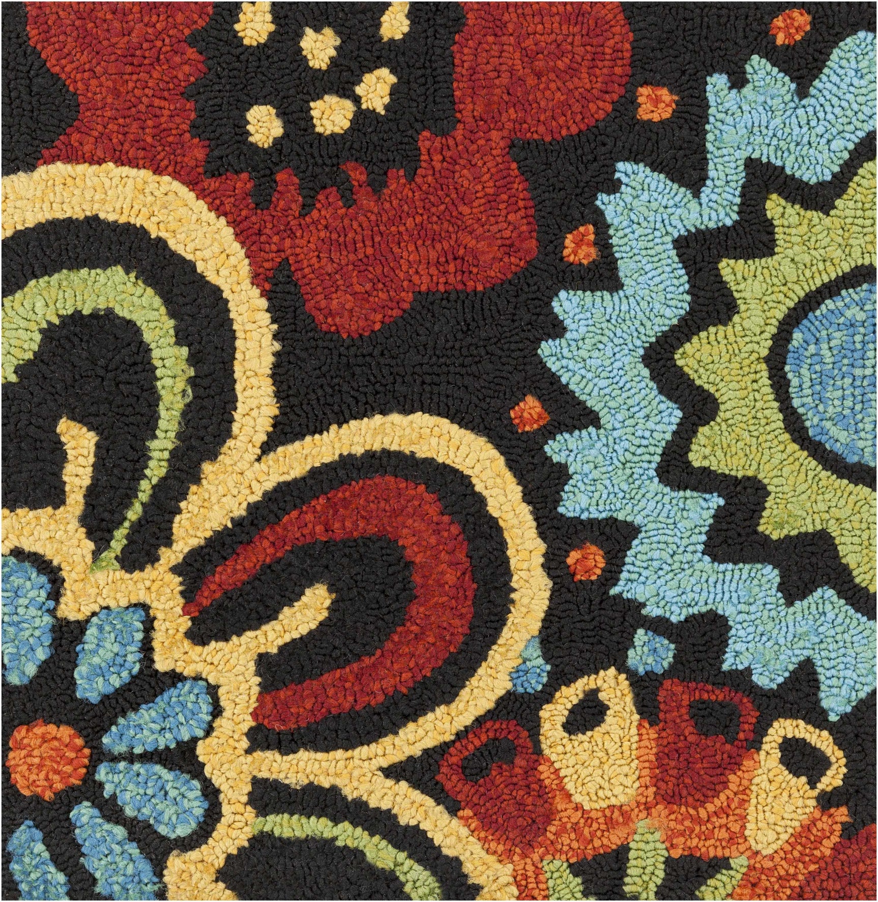 Thaxton Colorful Flowers on Black Outdoor Area Rug - Clearance - Ornate Home