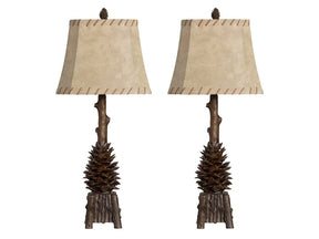 The Standing Pinecone Brown Table Lamp (Set of 2) - Ornate Home
