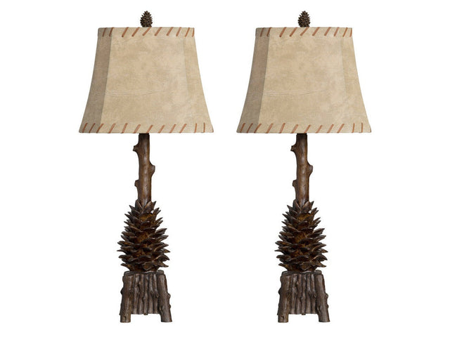 The Standing Pinecone Brown Table Lamp (Set of 2) - Ornate Home