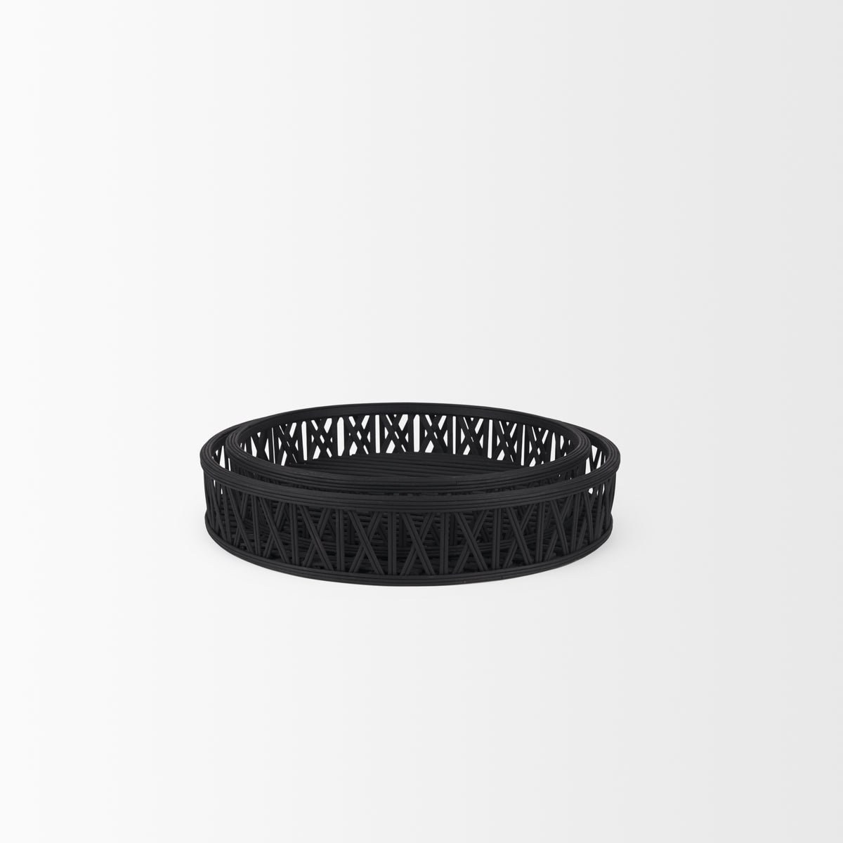 Thea Matte Black Wicker Trays (Set of 2) - Ornate Home