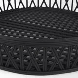 Thea Matte Black Wicker Trays (Set of 2) - Ornate Home