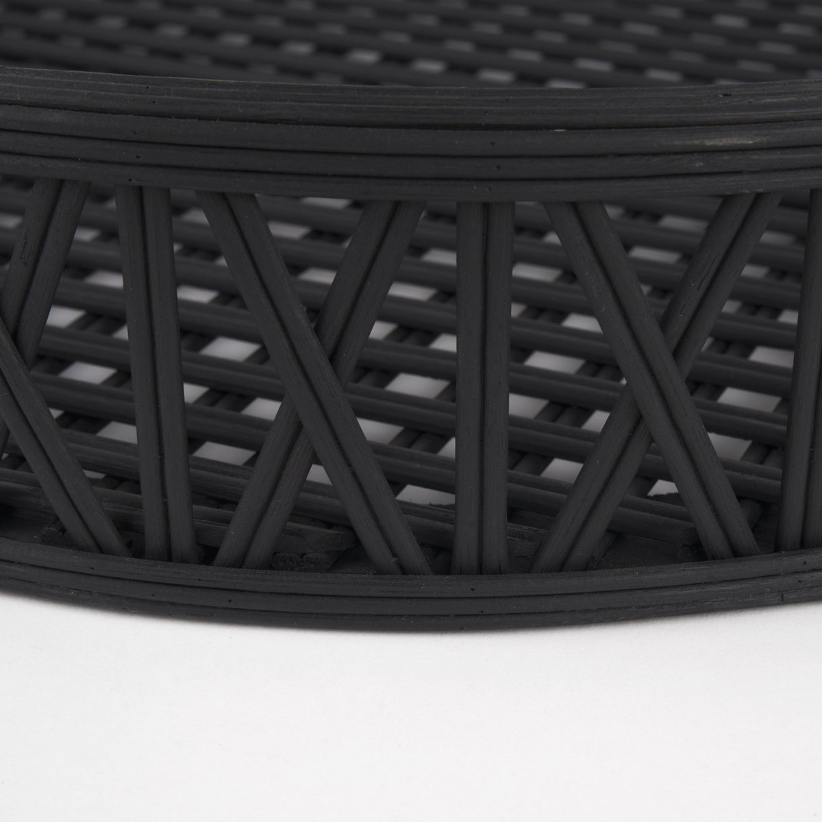 Thea Matte Black Wicker Trays (Set of 2) - Ornate Home