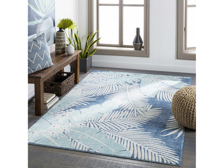 Thebarton Coastal Blue Palm Area Rug - Ornate Home