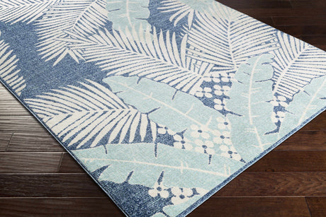 Thebarton Coastal Blue Palm Area Rug - Ornate Home