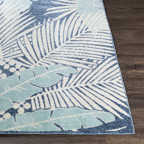 Thebarton Coastal Blue Palm Area Rug - Ornate Home
