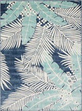 Thebarton Coastal Blue Palm Outdoor Area Rug - Ornate Home
