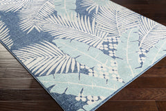 Thebarton Coastal Blue Palm Outdoor Area Rug - Ornate Home
