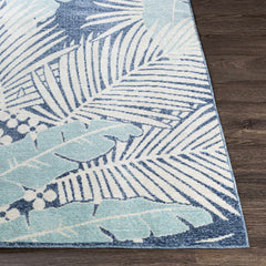 Thebarton Coastal Blue Palm Outdoor Area Rug - Ornate Home