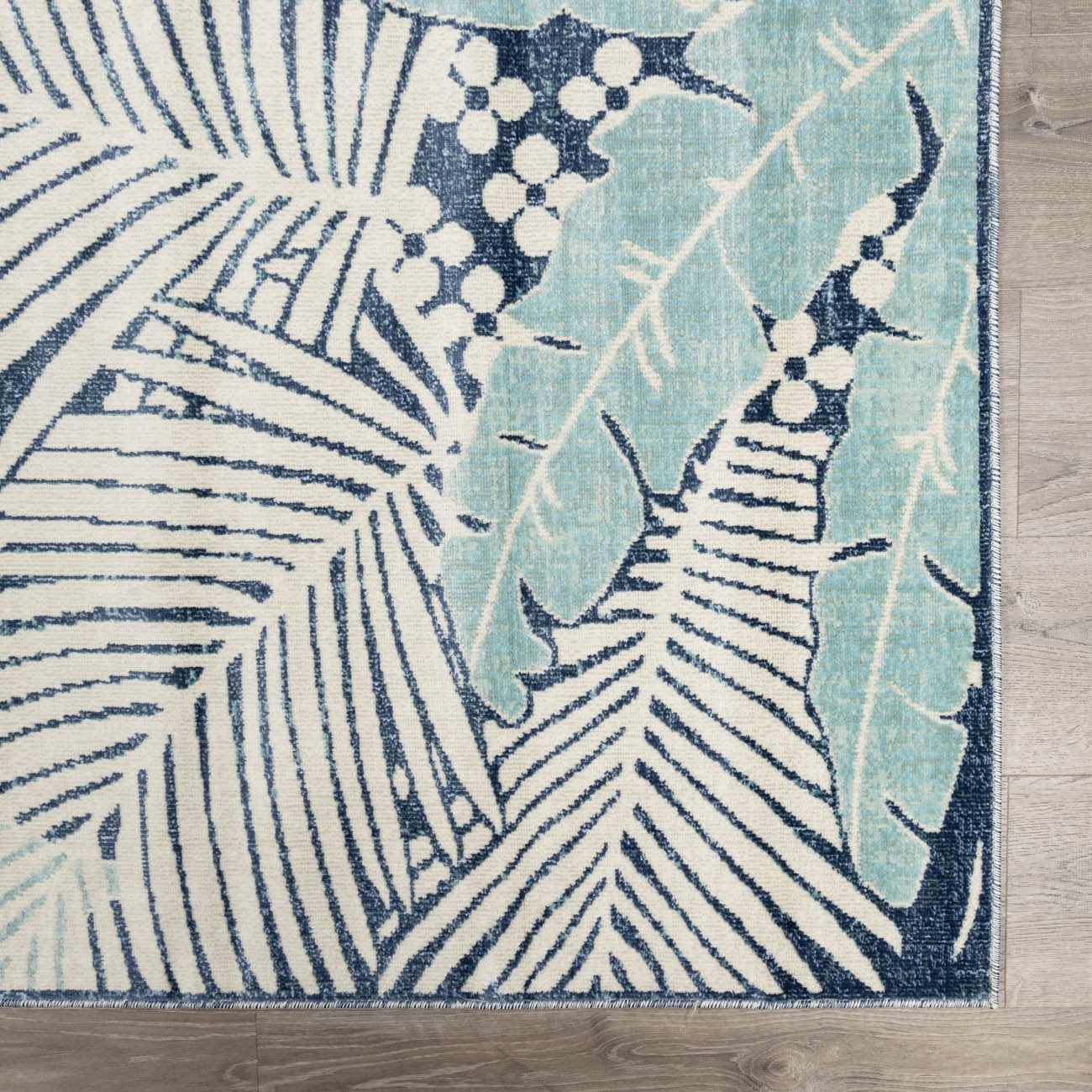 Thebarton Coastal Blue Palm Outdoor Area Rug - Ornate Home