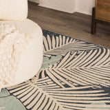 Thebarton Coastal Blue Palm Outdoor Area Rug - Ornate Home