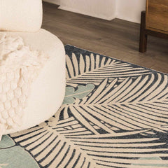 Thebarton Coastal Blue Palm Outdoor Area Rug - Ornate Home