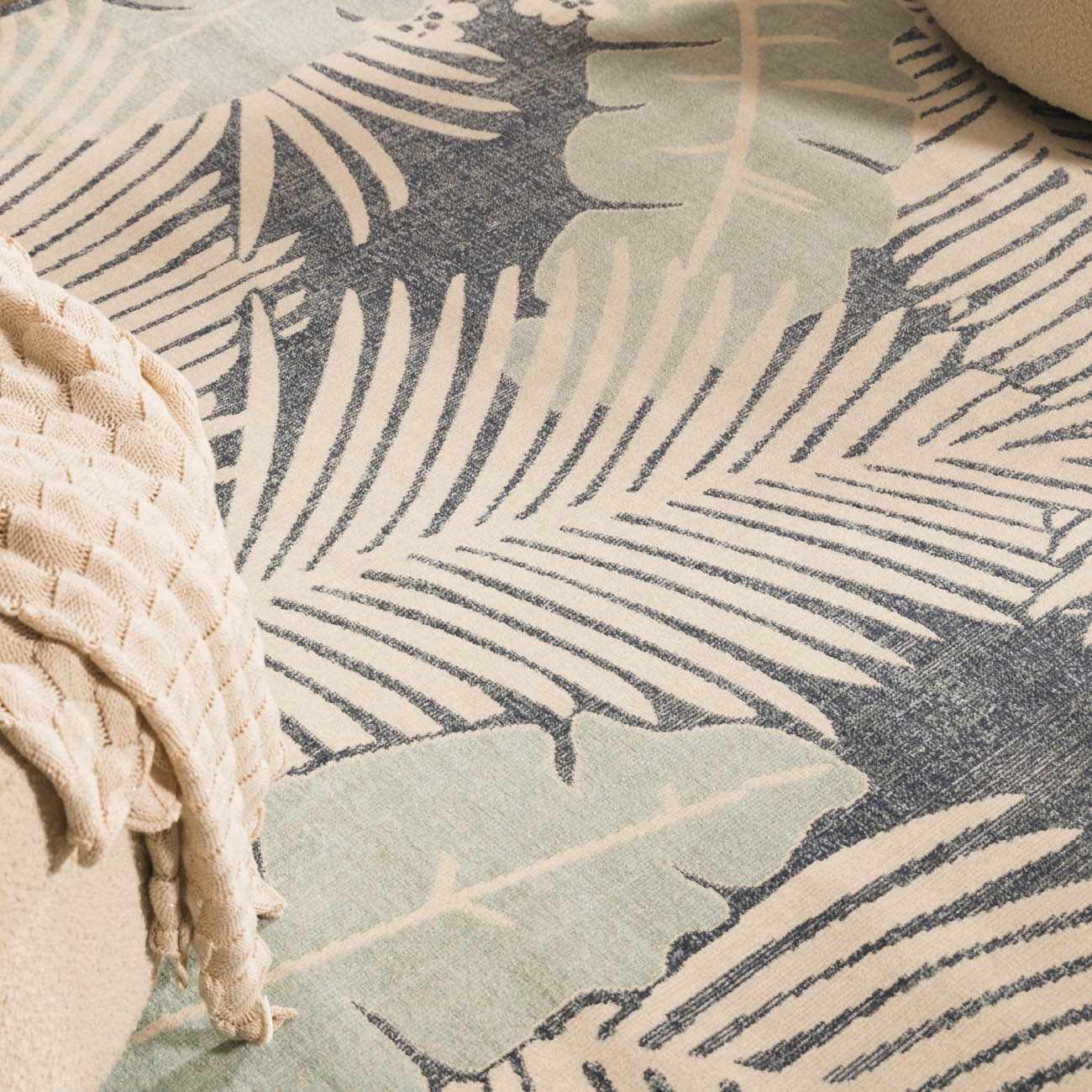 Thebarton Coastal Blue Palm Outdoor Area Rug - Ornate Home