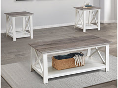 Thelma White/Brown 3-Piece Cocktail Set - Ornate Home