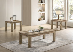 Theo Brown Reclaimed Wood 3-Piece Coffee Table Set - Ornate Home