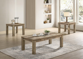 Theo Brown Reclaimed Wood 3-Piece Coffee Table Set - Ornate Home
