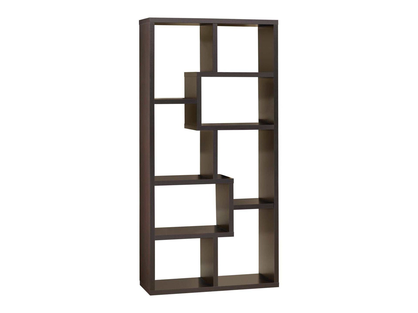 Theo Cappuccino 10-Shelf Bookcase - Ornate Home