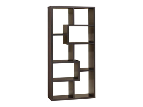 Theo Cappuccino 10-Shelf Bookcase - Ornate Home