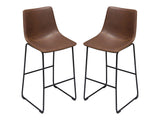 Theo Chocolate Leatherette Bar Height Chairs (Set of 2) - Ornate Home