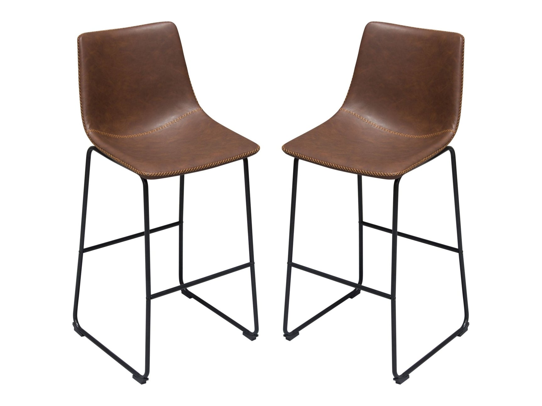 Theo Chocolate Leatherette Bar Height Chairs (Set of 2) - Ornate Home