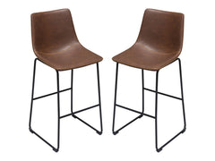 Theo Chocolate Leatherette Bar Height Chairs (Set of 2) - Ornate Home
