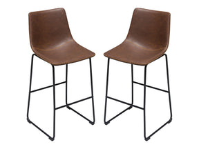 Theo Chocolate Leatherette Bar Height Chairs (Set of 2) - Ornate Home