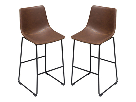 Theo Chocolate Leatherette Bar Height Chairs (Set of 2) - Ornate Home