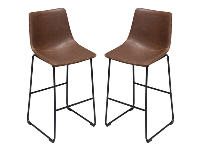 Theo Chocolate Leatherette Bar Height Chairs (Set of 2) - Ornate Home