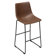 Theo Chocolate Leatherette Bar Height Chairs (Set of 2) - Ornate Home