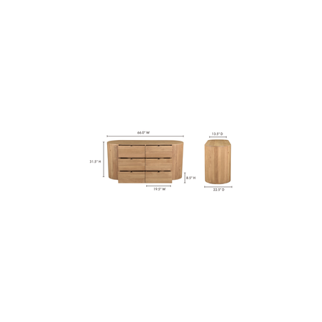 Theo Natural 6 Drawer Dresser - Ornate Home