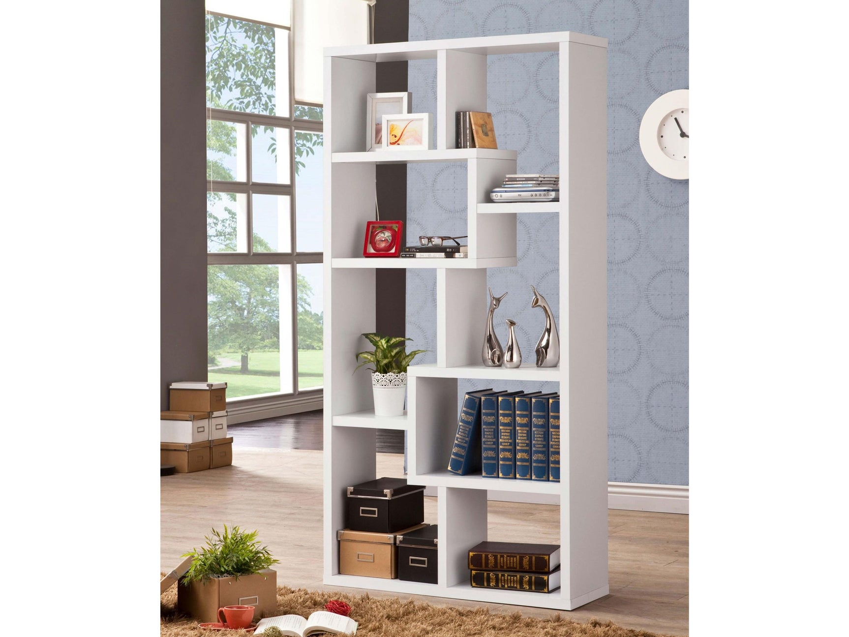 Theo White 71-inch 7-shelf Bookshelf - Ornate Home
