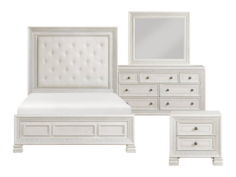 Theodora Pearl white 4-Piece Queen Bedroom Set - Ornate Home