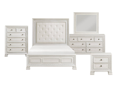 Theodora Pearl white 5-Piece Queen Bedroom Set - Ornate Home